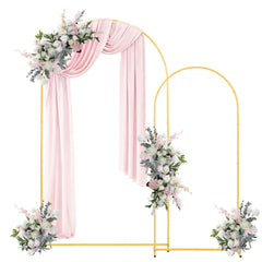 VEVOR Arch Backdrop Stand, Set of 2, 7.2 ft and 6 ft, Stable Structure, Easy Assembly, Gold Metal Arch Backdrop Stand