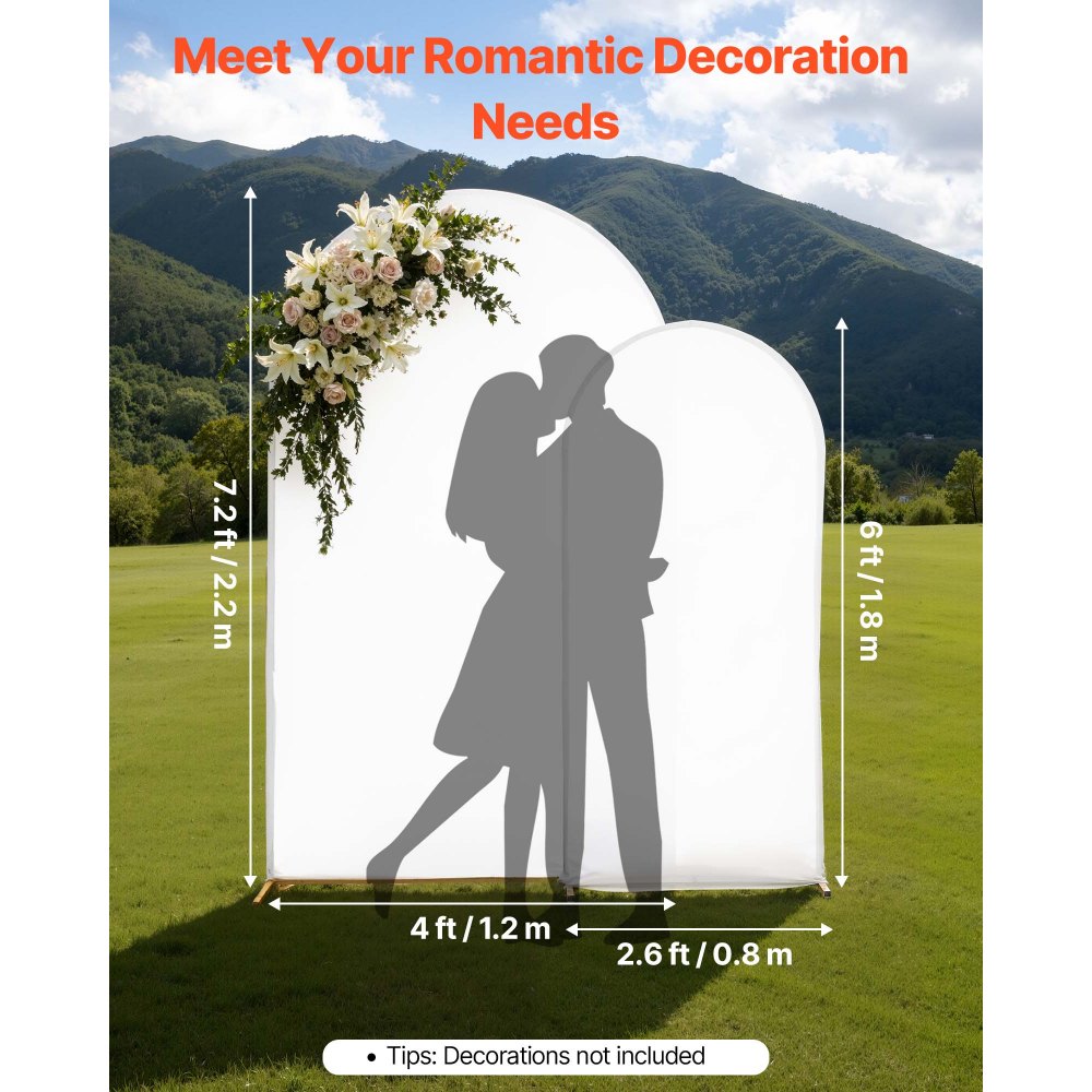 VEVOR Arch Backdrop Stand, Set of 2, 7.2 ft and 6 ft, Stable Structure, Easy Assembly, Gold Metal Arch Backdrop Stand