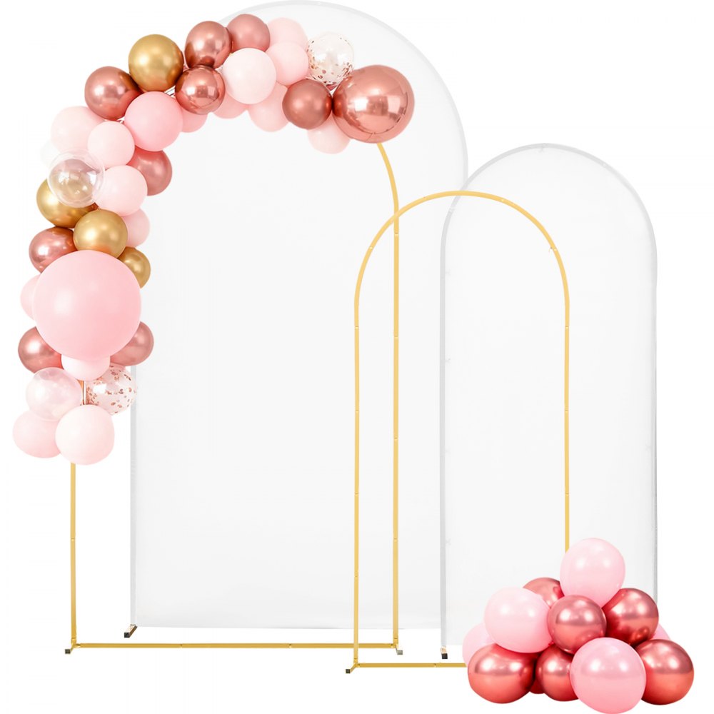 VEVOR Arch Backdrop Stand, Set of 2, 7.2 ft and 6 ft, Stable Structure, Easy Assembly, Gold Metal Arch Backdrop Stand