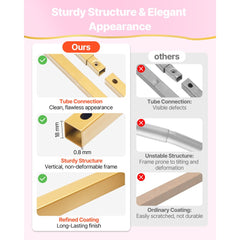 VEVOR Arch Backdrop Stand, Set of 3, 6/5/4 ft, Stable Structure, Easy Assembly, Gold Metal Arch Backdrop Stand for
