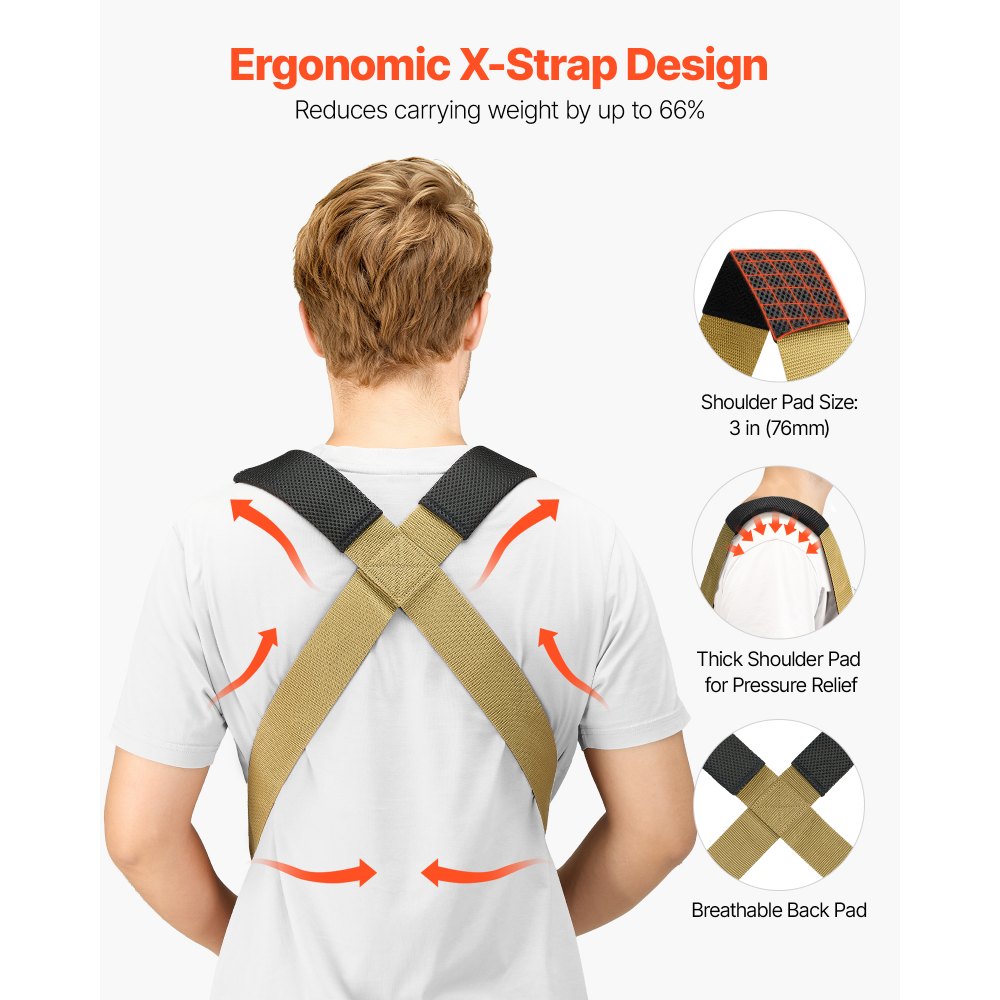 VEVOR Moving Straps, 2-Person Lifting and Moving System with 2 Harness Straps, 2 Load-bearing Straps & 1 Handheld