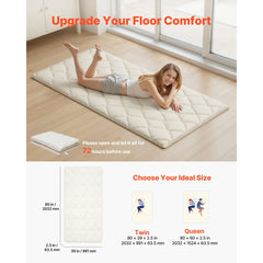 VEVOR Japanese Tatami Mat, Twin Size Foldable Japanese Tatami Mattress, Futon Mattress with Storage Bag & Fastener