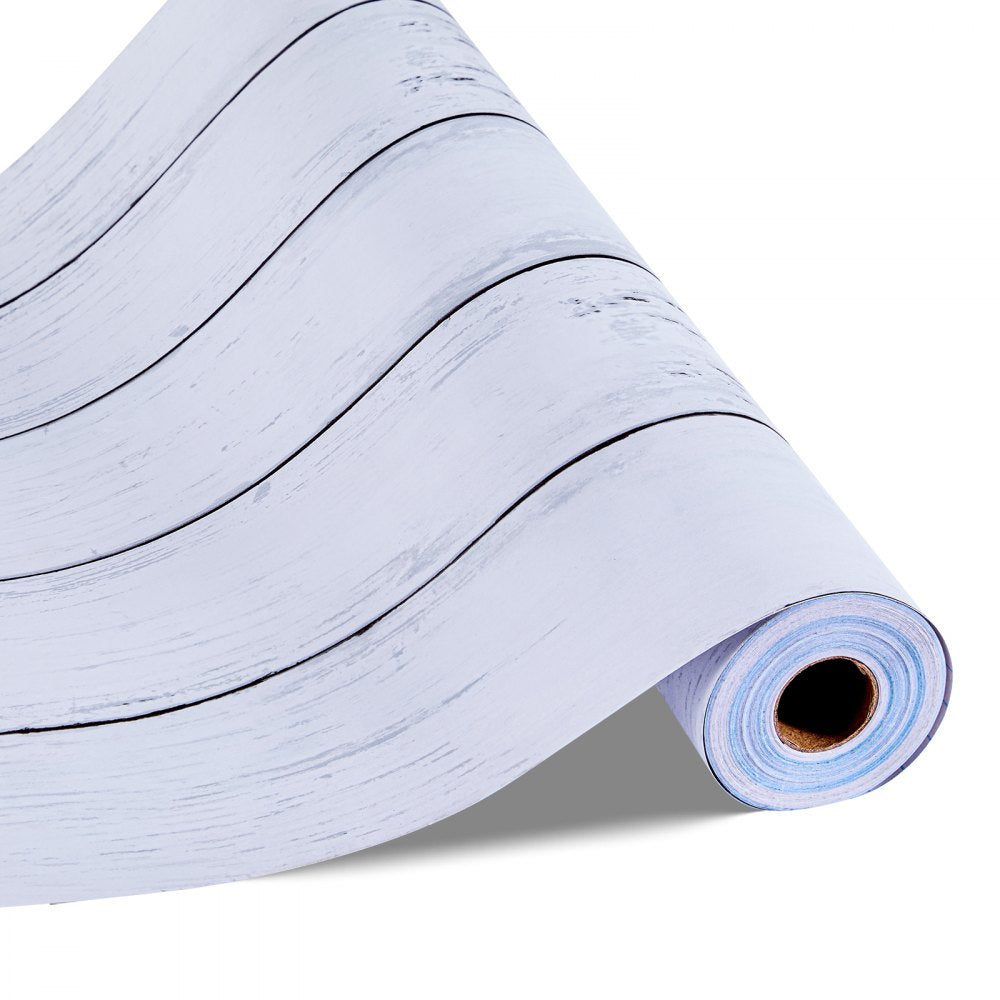 VEVOR Peel and Stick Wallpaper, 17.7 x 472.4 inch Contact Paper White Wood Textured Waterpoof Self Adhesive, Easy to