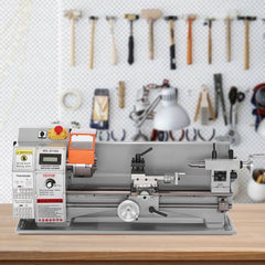VEVOR Compact Metal Lathe, 7'' x 16'', 800W, Precision Desktop Metalworking Lathe, Variable Speed 150-2500 RPM