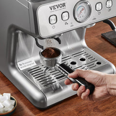 VEVOR Espresso Machine with Grinder, 15 Bar Semi-Automatic Espresso Coffee Maker with Milk Frother Steam Wand