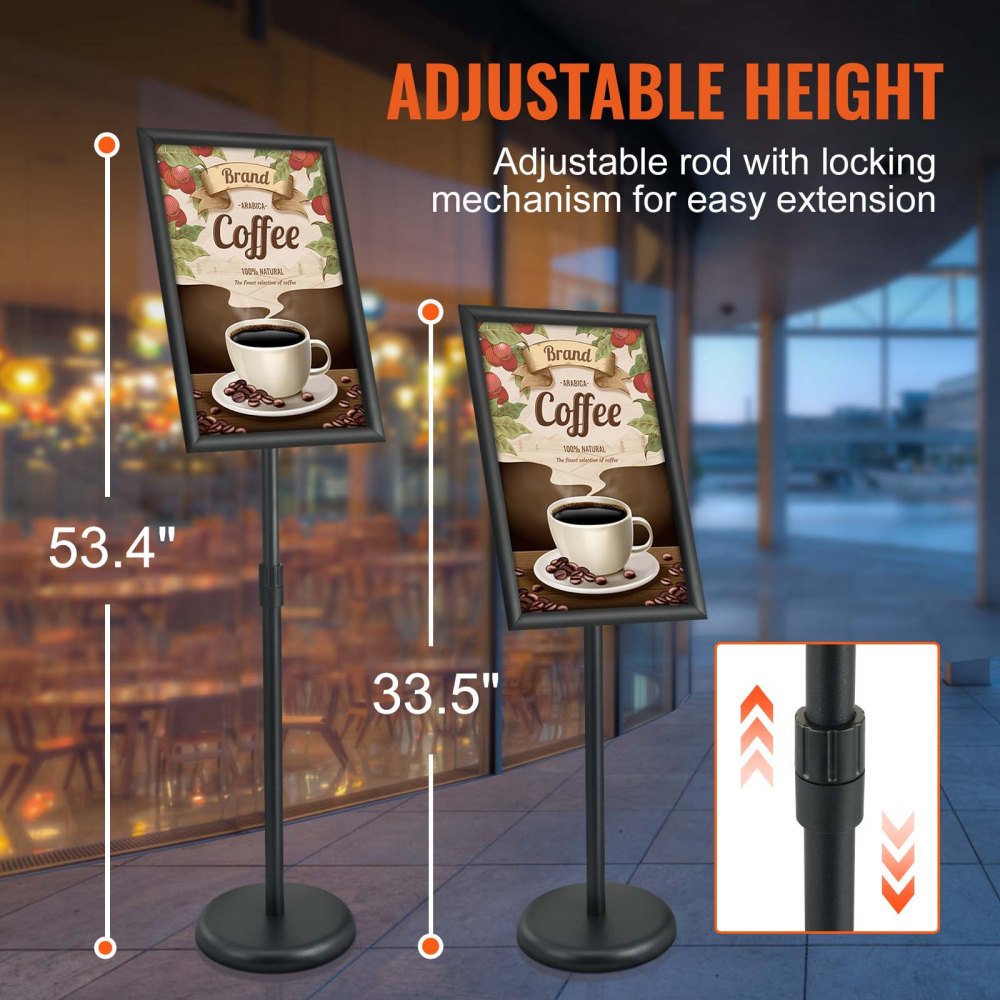 VEVOR Pedestal Sign Holder, 11 x 17 Inch Vertical and Horizontal Adjustable Poster Stand, Heavy-Duty Floor Standing