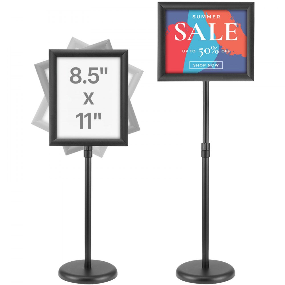 VEVOR Pedestal Sign Holder, 8.5 x 11 Inch Vertical and Horizontal Adjustable Poster Stand, Heavy-Duty Floor Standing