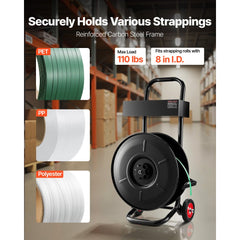VEVOR Banding Strapping Cart, Fit for PET / PP / Polyester Strapping Coils with 8 inches Core Size, Heavy Duty
