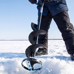 VEVOR Ice Auger Bit 8" Diameter 37.5" Length High-Strength Steel Drill Bit, for Ice Fishing, Cold-Resistant, Cordless
