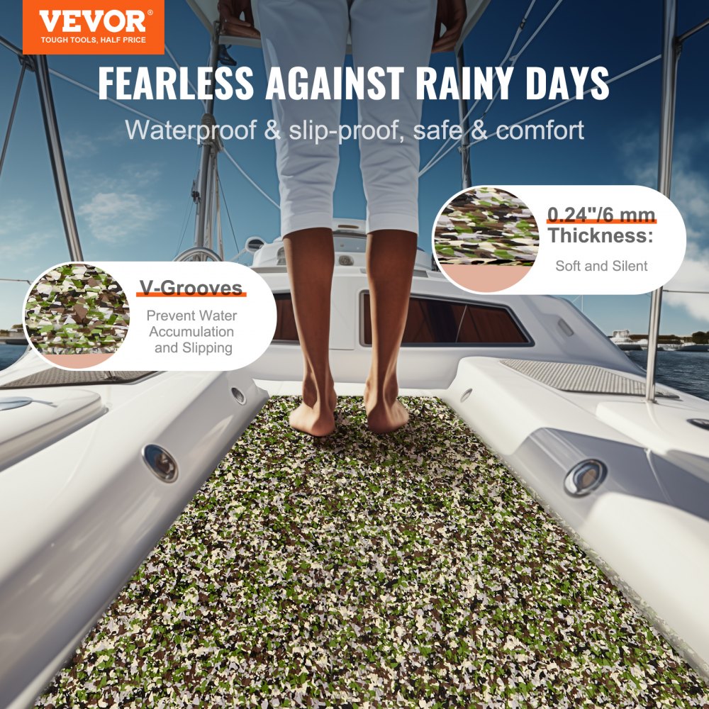VEVOR Boat Flooring, EVA Foam Boat Decking 94.5" x 35.4", Non-Slip Self-Adhesive Flooring, 23.2 sq.ft Marine Carpet for