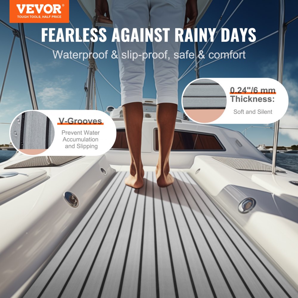 VEVOR Boat Flooring, EVA Foam Boat Decking 94.5" x 35.4", Non-Slip Self-Adhesive Flooring, 23.2 sq.ft Marine Carpet for