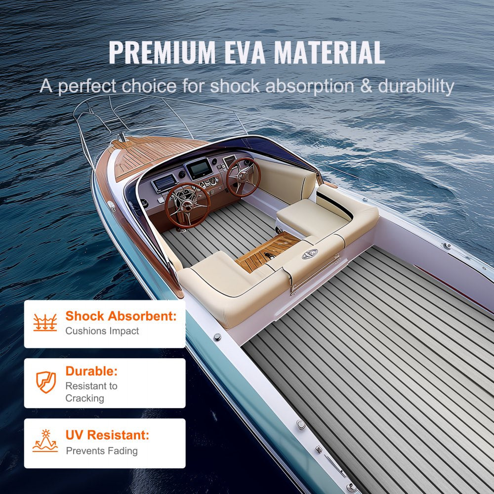 VEVOR Boat Flooring, EVA Foam Boat Decking 94.5" x 35.4", Non-Slip Self-Adhesive Flooring, 23.2 sq.ft Marine Carpet for