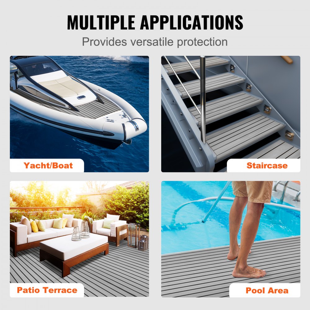 VEVOR Boat Flooring, EVA Foam Boat Decking 94.5" x 35.4", Non-Slip Self-Adhesive Flooring, 23.2 sq.ft Marine Carpet for