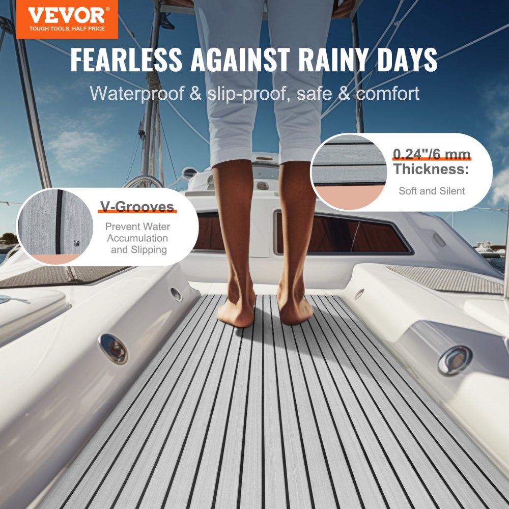 VEVOR Boat Flooring, EVA Foam Boat Decking 94.5" x 45.7", Non-Slip Self-Adhesive Flooring, 29.9 sq.ft Marine Carpet for