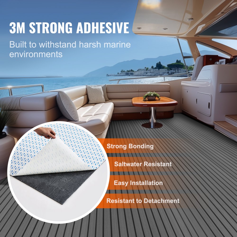 VEVOR Boat Flooring, EVA Foam Boat Decking 94.5" x 17.7", Non-Slip Self-Adhesive Flooring, 11.6 sq.ft Marine Carpet for
