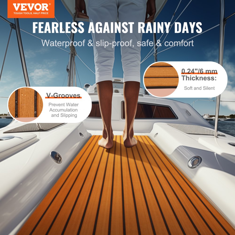VEVOR Boat Flooring, EVA Foam Boat Decking 94.5" x 35.4", Non-Slip Self-Adhesive Flooring, 23.2 sq.ft Marine Carpet for