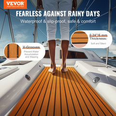 VEVOR Boat Flooring, EVA Foam Boat Decking 94.5" x 35.4", Non-Slip Self-Adhesive Flooring, 23.2 sq.ft Marine Carpet for