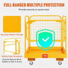 VEVOR Forklift Safety Cage, 1200 lbs Load Capacity, 36 x 36 inches Folding Forklift Work Platform with Lockable Swivel