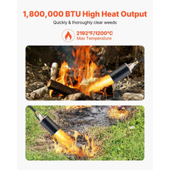 VEVOR Propane Torch Weed Burner, High Output 1,800,000 BTU with 10 ft Hose, Heavy Duty Blow Torch with Adjustable Flame