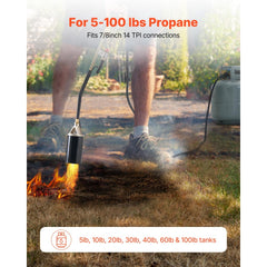 VEVOR Propane Torch Weed Burner, High Output 1,800,000 BTU with 10 ft Hose, Heavy Duty Blow Torch with Adjustable Flame