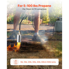VEVOR Propane Torch Weed Burner, High Output 1,800,000 BTU with 10 ft Hose, Heavy Duty Blow Torch with Adjustable Flame