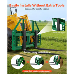 VEVOR Skid Steer Pallet Frame, 4000 lbs Rated Load Capacity, 45-inch Pallet Fork Frame Attachments with 2-inch Hitch