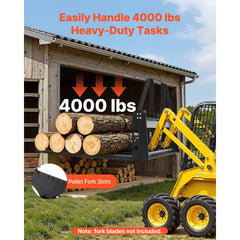 VEVOR Skid Steer Pallet Fork Frame, 4000 lbs Rated Capacity, 45-inch Pallet Fork Frame Attachments with 2-inch Hitch