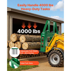 VEVOR Pallet Fork Frame Attachment with 36-inch Skid Steer Forks for JD Tractors
