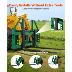 VEVOR Pallet Fork Frame Attachment with 36-inch Skid Steer Forks for JD Tractors
