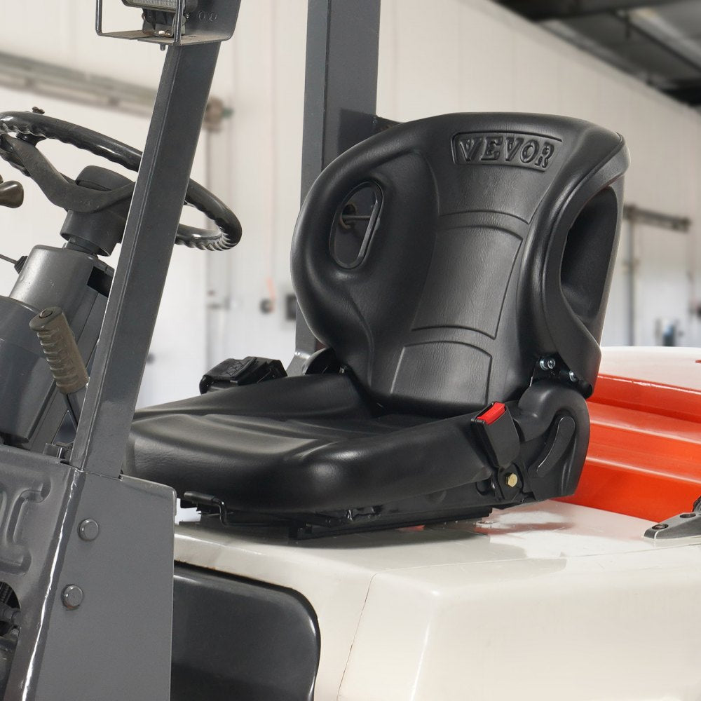 VEVOR Universal Forklift Seat,Tractor Seat with Adjustable Angle Back, Micro Switch and Seatbelt,Wrap-around Forklift
