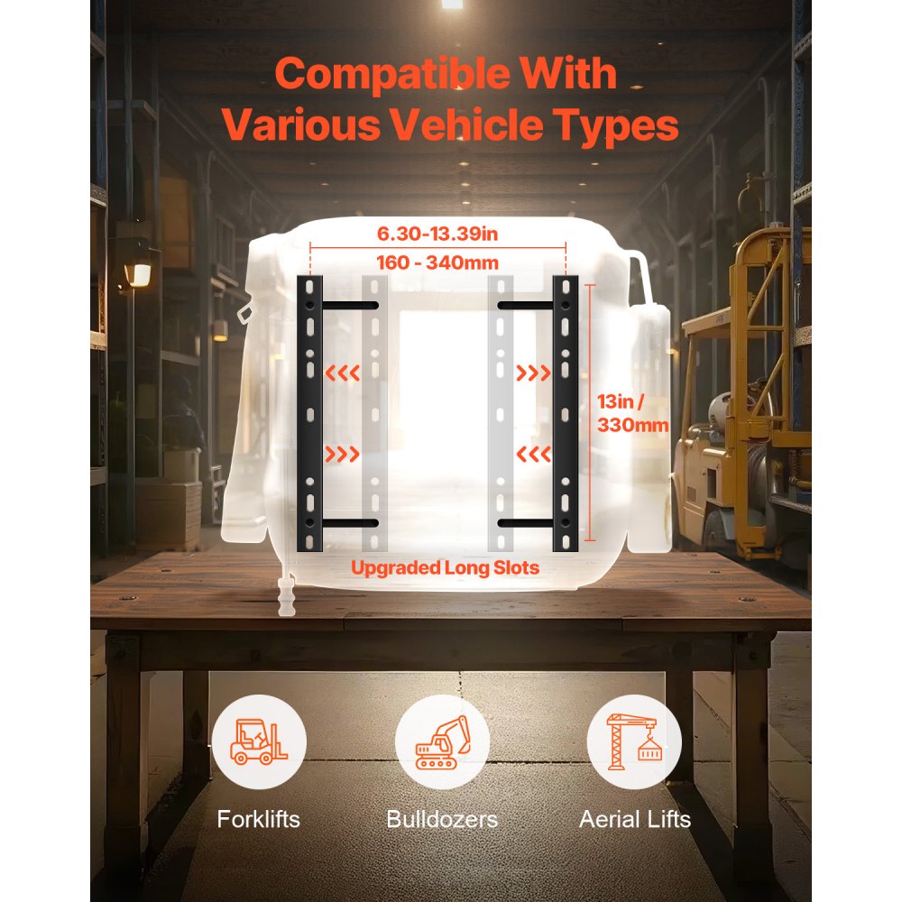 VEVOR Universal Forklift Seat, Tractor Seat with Adjustable Back, Armrest, Headrest & Safety Belt, Secure Tractor Seat