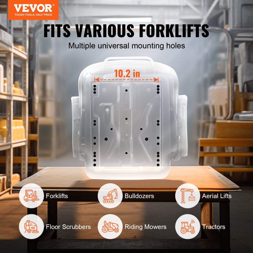 VEVOR Universal Tractor seat Suspension, Fold Down Forklift Seat with Adjustable Angle Back, Micro Switch, Seatbelt and