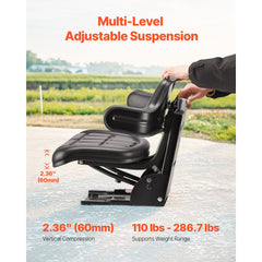 VEVOR Universal Forklift Seat Wrap Around, Universal Tractor Seat with Micro Switch, Adjustable Tractor Suspension Seat