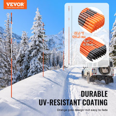VEVOR Driveway Markers, 100 PCS 48 inch, 0.31 inch Diameter, Orange Fiberglass Poles Snow Stakes with Reflective Tape