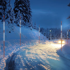 VEVOR Driveway Markers, 100 PCS 48 inch, 0.31 inch Diameter, Orange Fiberglass Poles Snow Stakes with Reflective Tape