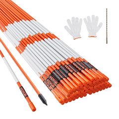 VEVOR Driveway Markers, 100 PCS 48 inch, 0.31 inch Diameter, Orange Fiberglass Poles Snow Stakes with Reflective Tape