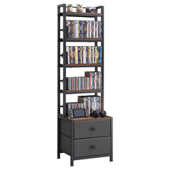 VEVOR Media Storage Cabinet, 4-Shelf DVD Shelf Organizer with Drawers, 15.75 x 11.81 x 56.50 in Multimedia Storage