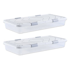 VEVOR Under Bed Storage with Wheels, 39.8 x 20.1 x 5.9 inch Underbed Containers, Underbed Shoes Organizer with Lid &