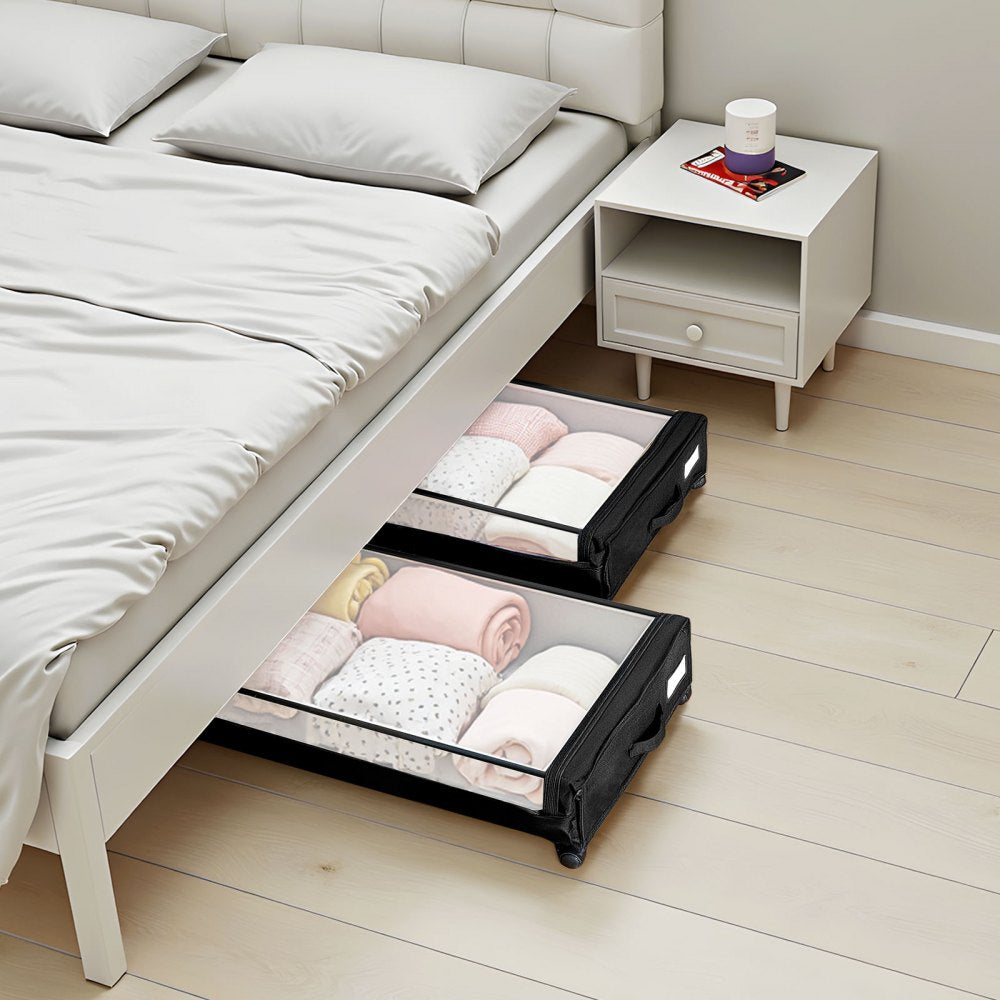 VEVOR Under Bed Storage with Wheels, 30.3 x 18.5 x 6.8 inch, Underbed Containers with Clear Lid, Underbed Shoe