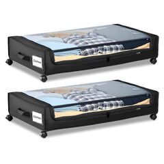 VEVOR Under Bed Storage with Wheels, 30.3 x 18.5 x 6.8 inch, Underbed Containers with Clear Lid, Underbed Shoe