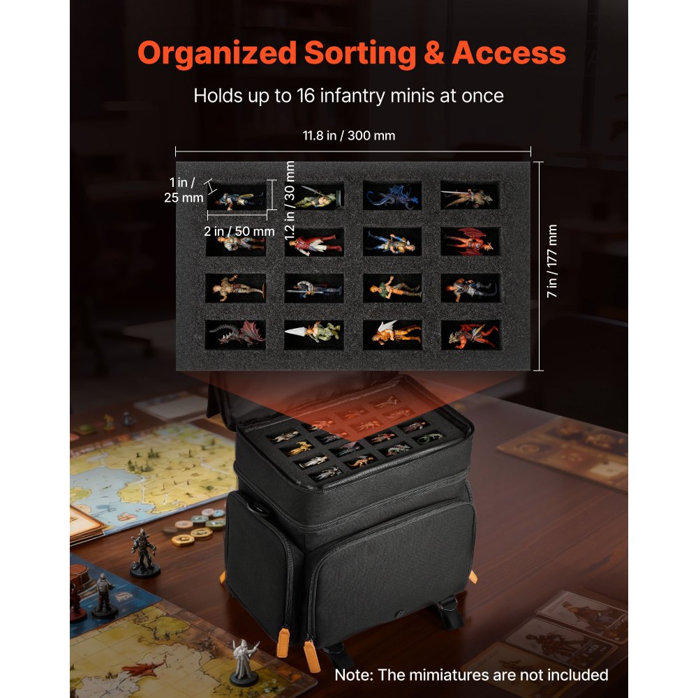 VEVOR Miniature Storage Carrying Figure Bag, Fits 16 Infantry Minis, Miniature Transport Bag with Handle & Adjustable