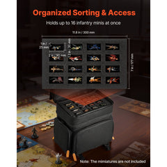 VEVOR Miniature Storage Carrying Figure Bag, Fits 16 Infantry Minis, Miniature Transport Bag with Handle & Adjustable