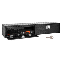VEVOR Truck Tool Box, 72 x 13 x 16 Inch, Black Aluminum Tread Topsider Toolbox with Dual Drop Doors, Heavy Duty