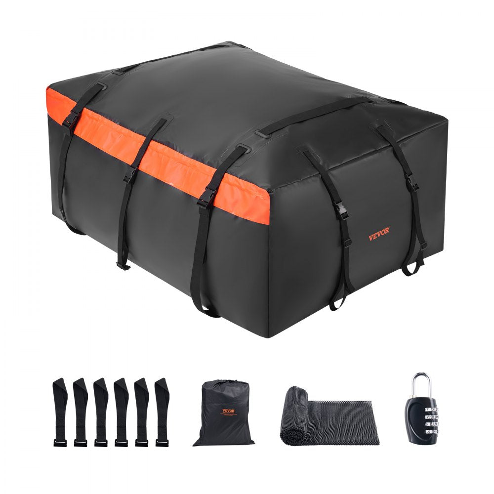 VEVOR Car Rooftop Cargo Carrier Bag, 23 Cubic Feet Roof Cargo Carrier, Heavy Duty 840D PVC 100% Waterproof Car Roof