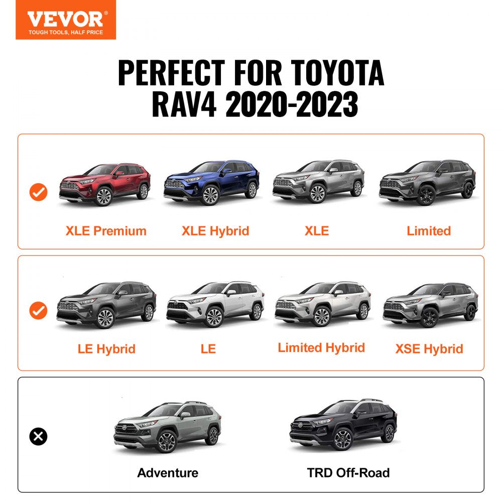 VEVOR Roof Rack Cross Bars, Compatible with Toyota RAV4 2020-2023, 160lbs Load Capacity, Aluminum Anti-Rust Crossbars