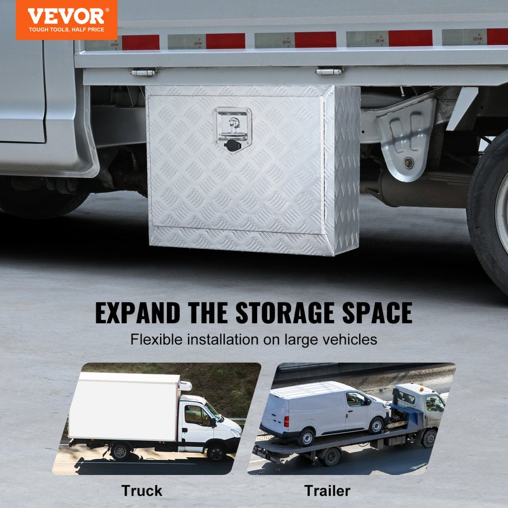 VEVOR Underbody Truck Box, 24"×17"×18" Pickup Storage Box, Heavy Duty Aluminum Diamond Plate Tool Box with Lock and