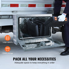 VEVOR Underbody Truck Box, 24"×17"×18" Pickup Storage Box, Heavy Duty Aluminum Diamond Plate Tool Box with Lock and