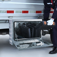 VEVOR Underbody Truck Box, 24"×17"×18" Pickup Storage Box, Heavy Duty Aluminum Diamond Plate Tool Box with Lock and
