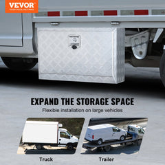 VEVOR Underbody Truck Box, 30"×14"×16" Pickup Storage Box, Heavy Duty Aluminum Diamond Plate Tool Box with Lock and