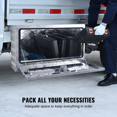 VEVOR Underbody Truck Box, 30"×14"×16" Pickup Storage Box, Heavy Duty Aluminum Diamond Plate Tool Box with Lock and